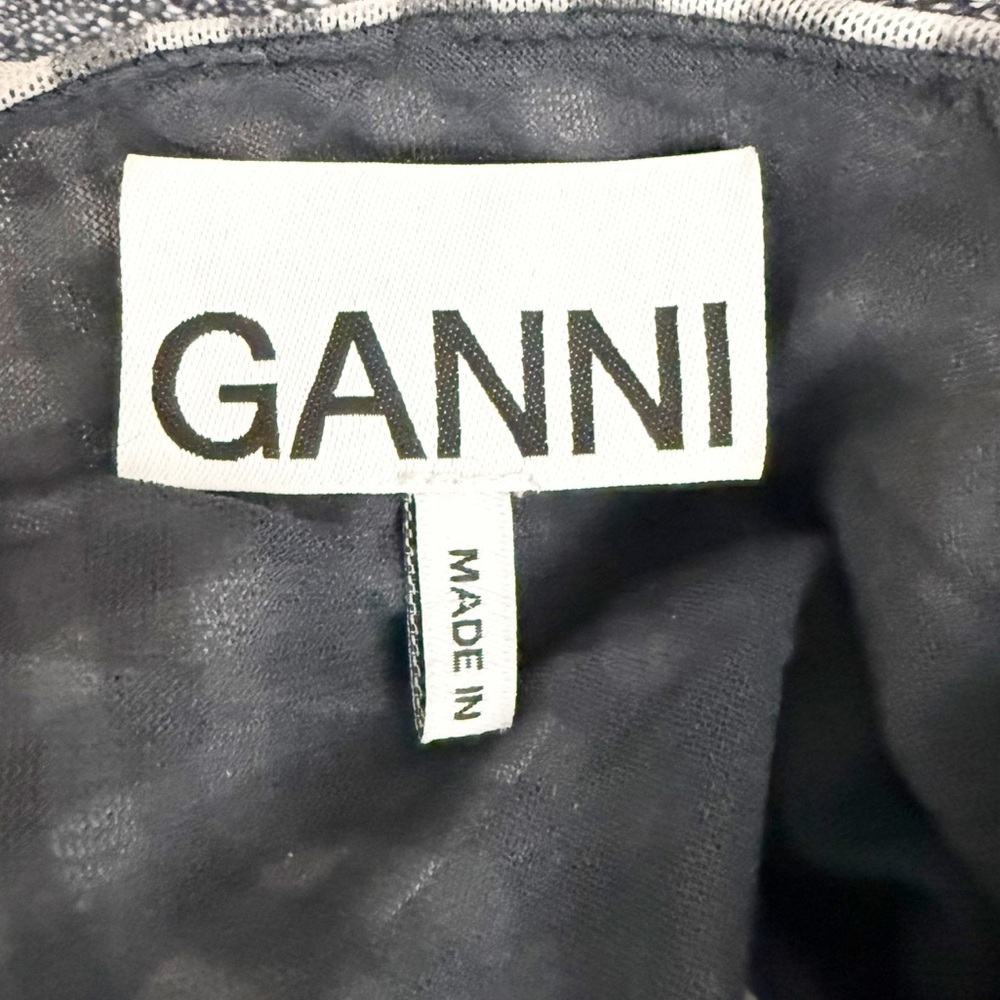 GANNI | Black Gray and White Checkered Gingham Mini Wrap Dress Sz 38 or a Medium - Picture 3 of 8